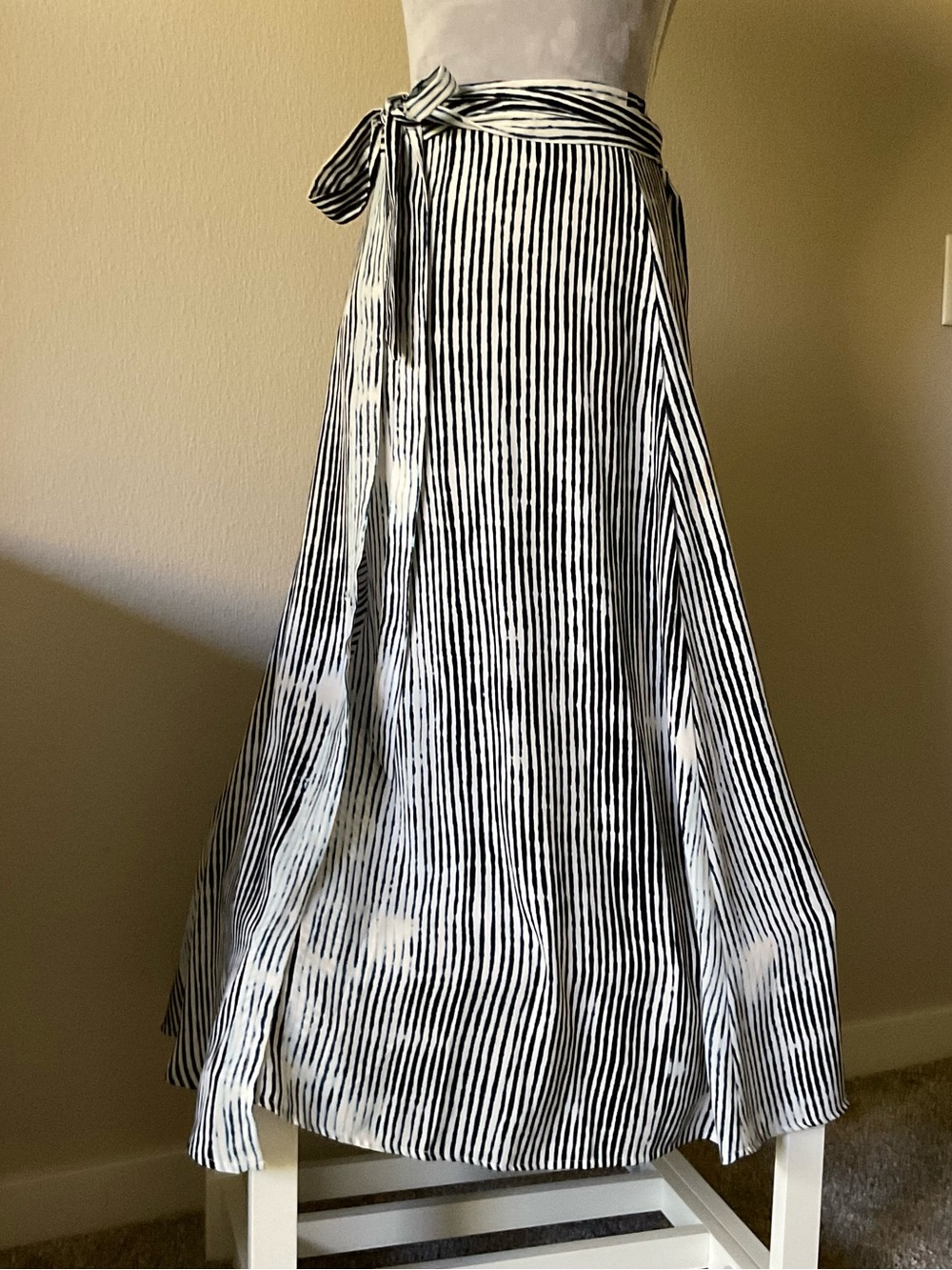 Octavia Navy and White Striped Wrap Maxi Skirt